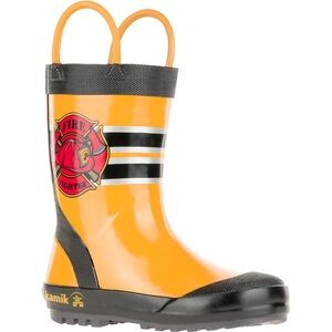 Kamik Kids Firefighter Rain Boots - Black and Yellow